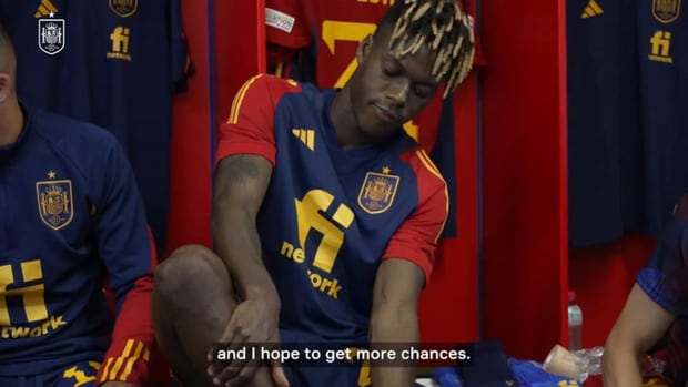 Nico Williams on his senior international debut with Spain